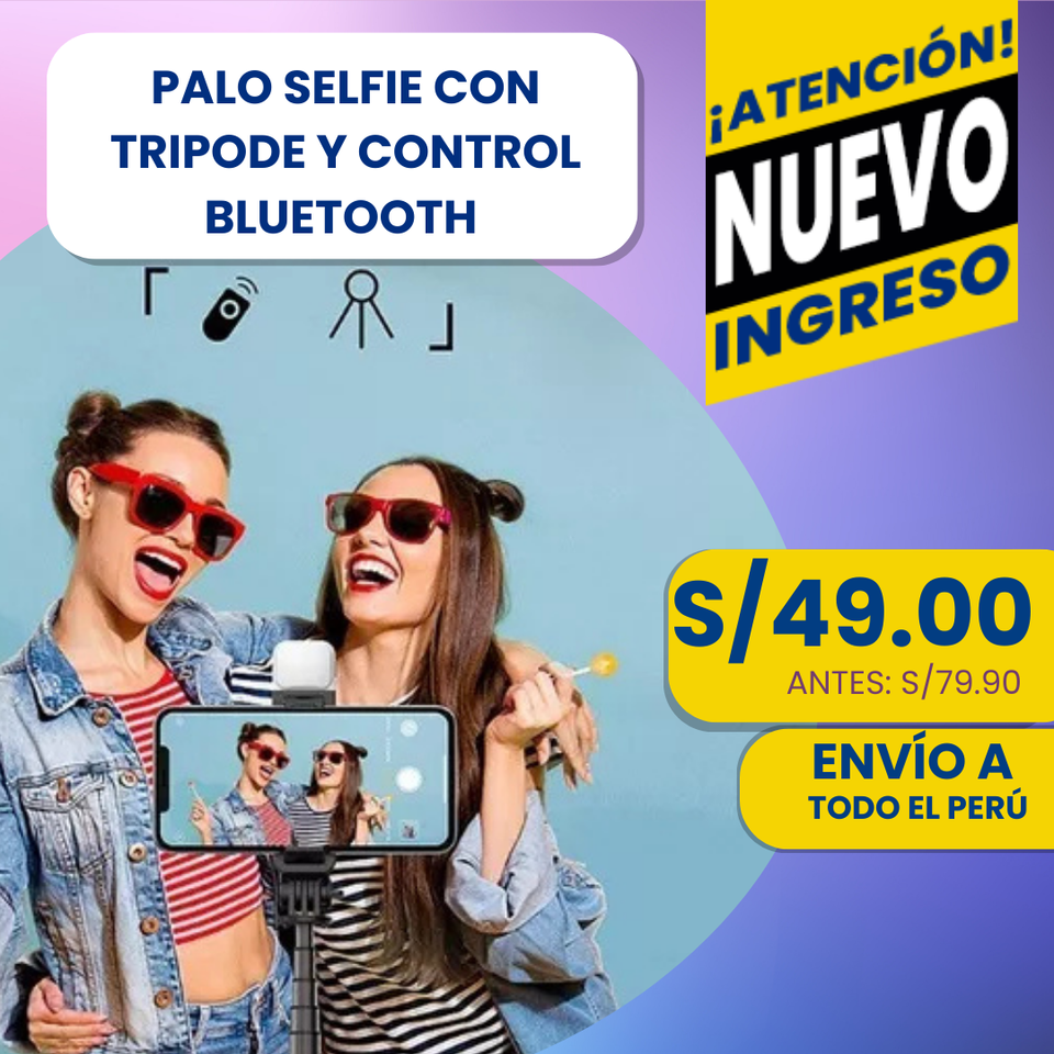 Palo Selfie Con Tripode y Control Bluetooth